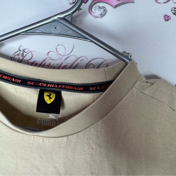 Puma Ferrari tshirt tan sand graphic racing logo car Ferrari white black white - Picture 5 of 10